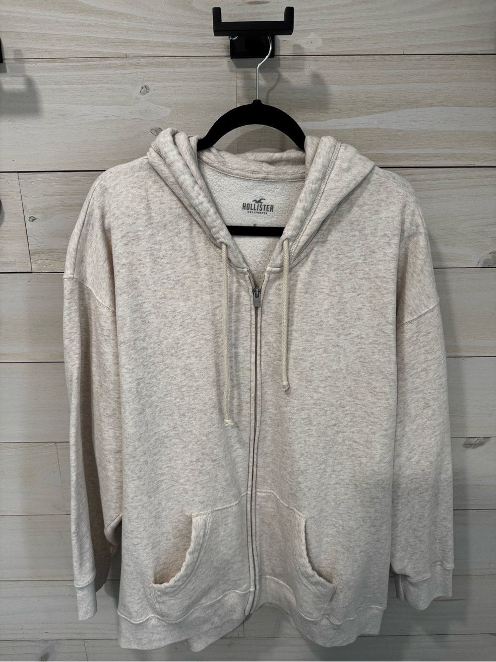 Hollister women  Light Cream Zip-Up Hoodie Sweater